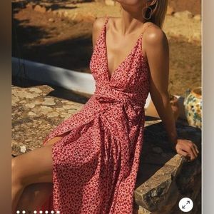 Hutch Orange Polka Dot Wrap Dress